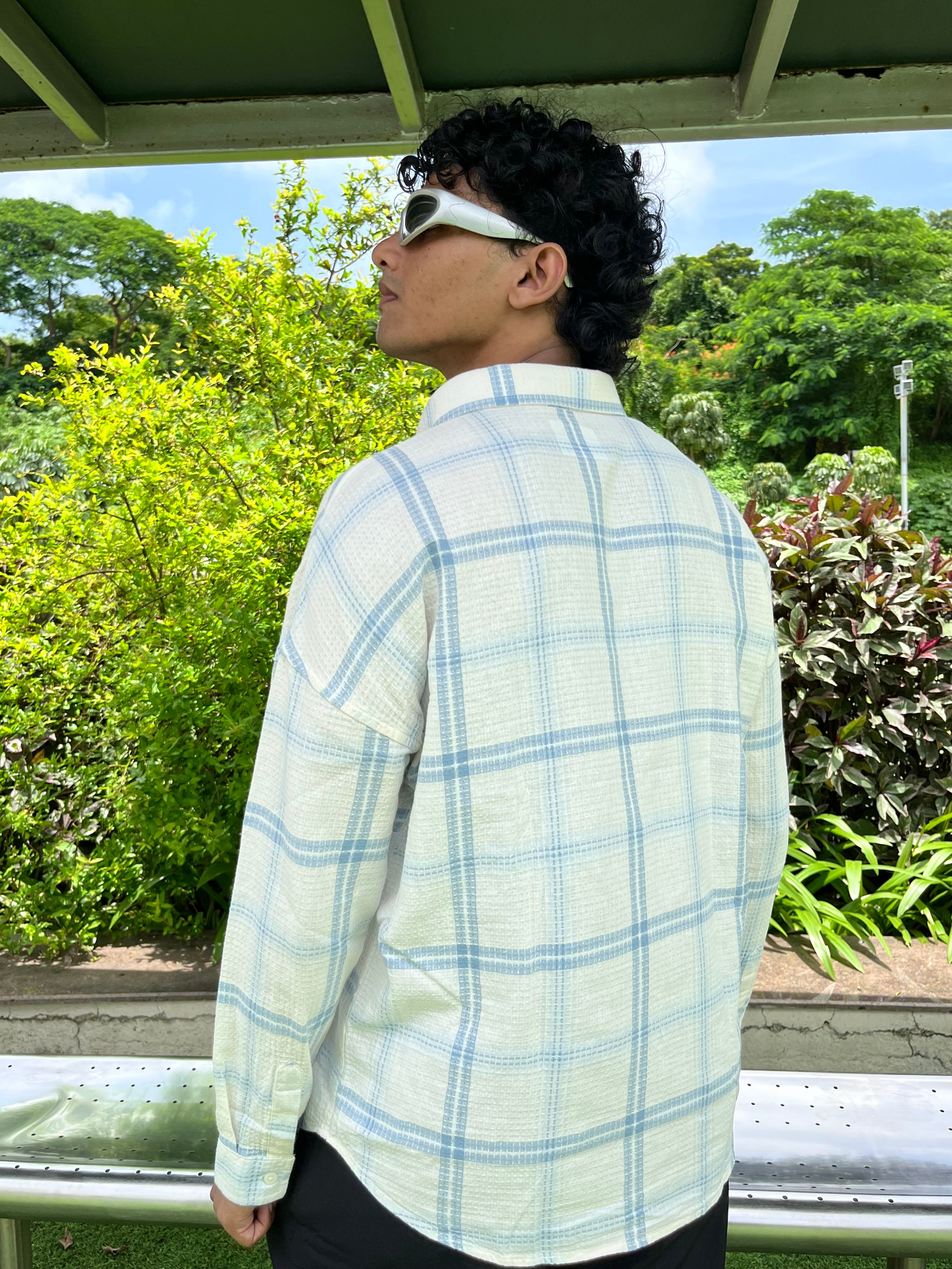 Blue Fannel embroidered