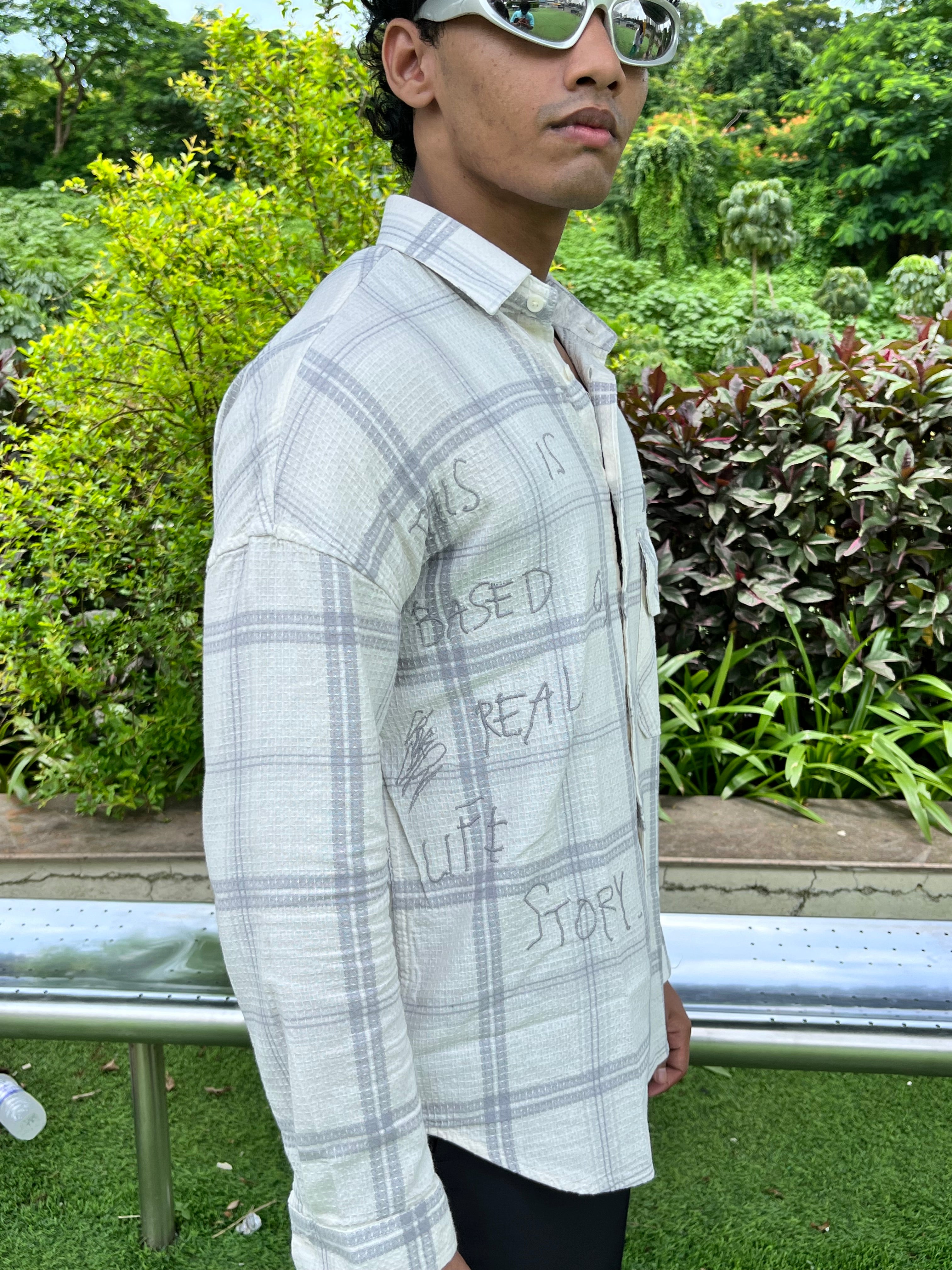 Grey fannel embroidery