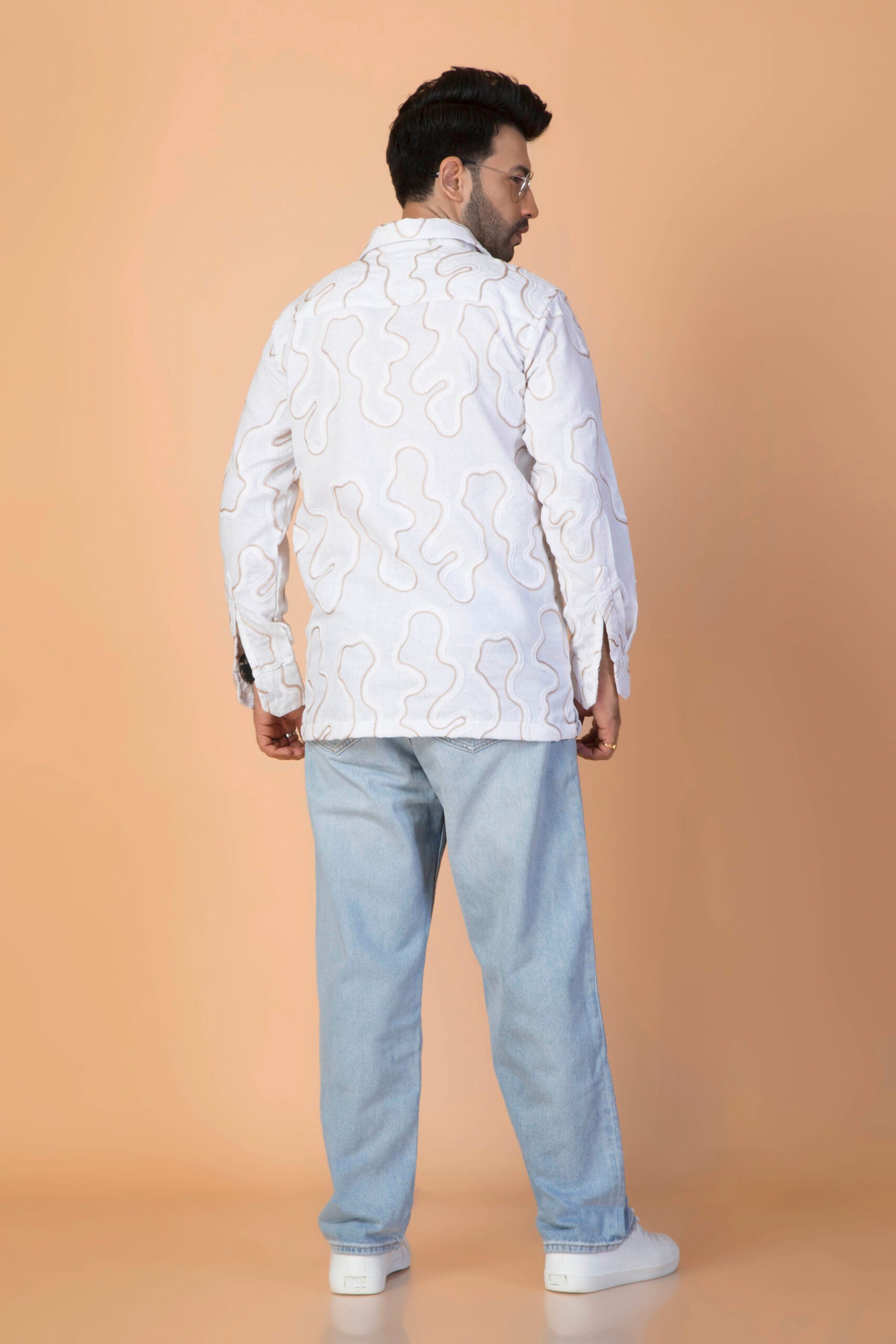 WHITE SHADE EMBROIDERY SHIRT