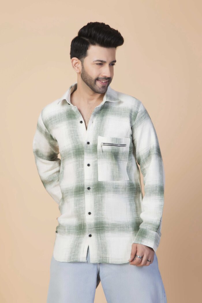 GREEN-PLAID HERRINGBONE