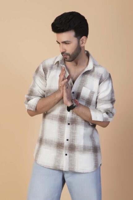BROWN-PLAID HERRINGBONE